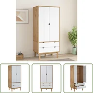 Szafy - The Living Store Szafa OTTA Brown&White 76,5x53x172 cm lite drewno sosnowe - miniaturka - grafika 1
