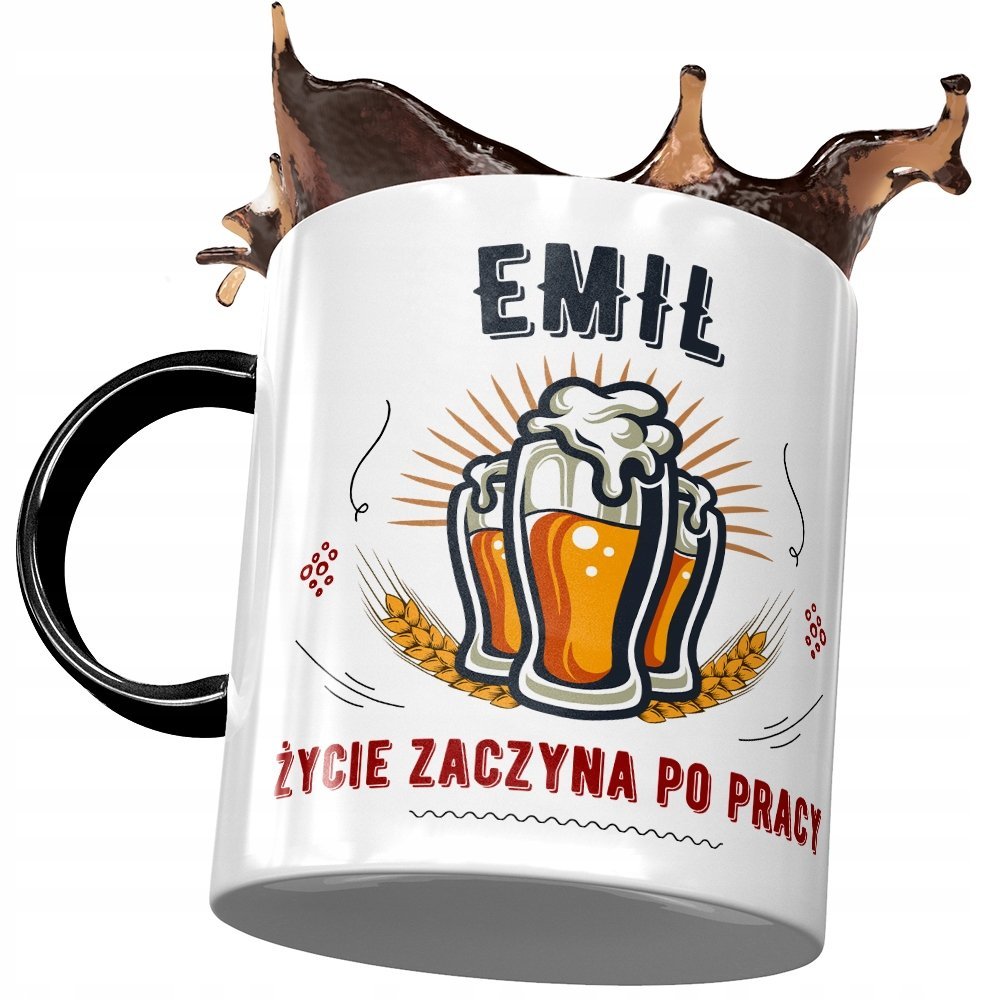 Kubek Czarny dla Emila Kolegi Prezent na Urodziny z Nadrukiem ze Zdjęciem + Opakowanie na prezent (wzór 03)