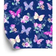 Tapety - Tapeta Do Przedpokoju Motyle, Kwiaty, Liście, Róże - miniaturka - grafika 1