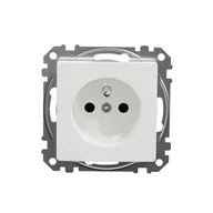 Gniazdka elektryczne - Gniazdo pojedyncze z uziemieniem Schneider Sedna Design SDD111011 z przesłonami białe Design &amp; Elements - miniaturka - grafika 1