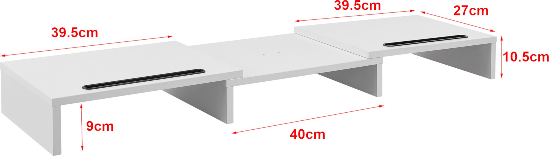[en.casa] Podstawka pod monitor Vilppula podstawka pod monitor 79x27x10,5cm z uchwytem na smartfona i regulowaną długością Biały
