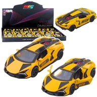 Samochody i pojazdy dla dzieci - Samochód Wyścigowy Sportowy Metalowy Napęd Otwierane Drzwi Żółty 1:32 - miniaturka - grafika 1