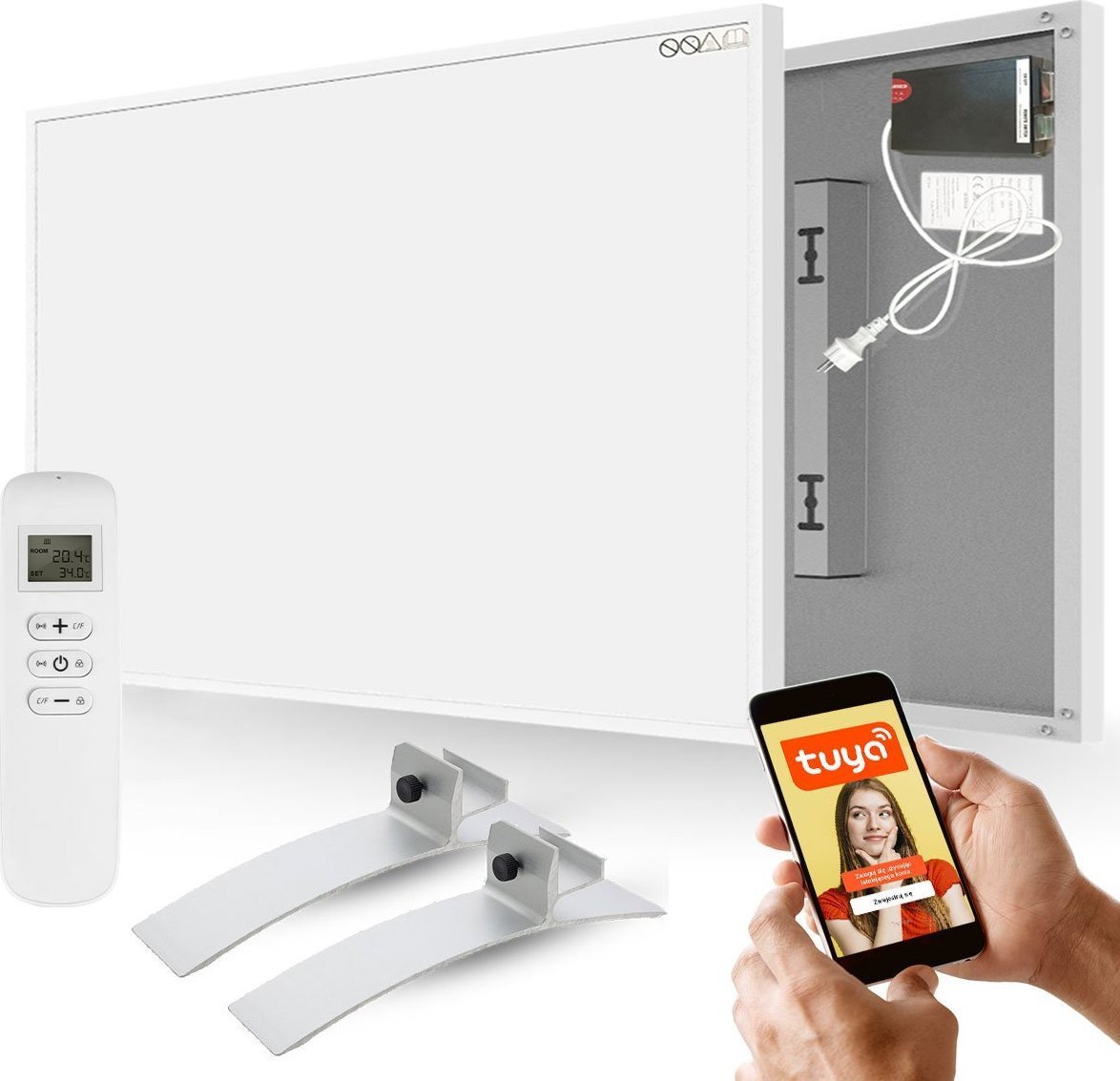 Cronos Zestaw Panel grzewczy IR CRONOS Graphene PRO CGP-700TWP White + Nogi srebrne