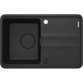 Zlewozmywaki - DEANTE Zlewozmywak 67x44 MOMI grafit metalik, elementy czarne, k.pneum. ZKM_G11A - miniaturka - grafika 1