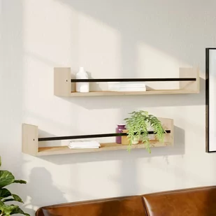 vidaXL Półki ścienne z drążkami, 2 szt., dąb sonoma, 80x16x14 cm - Półki do salonu - miniaturka - grafika 1