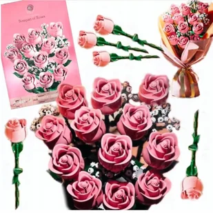 Klocki Duży Zestaw bukiet kwiatów różowe róże 968 Elementów Wieczna Ozdoba - Klocki Klocki Duży Zestaw bukiet kwiatów różowe róże 968 Elementów Wieczna Ozdoba - Klocki - miniaturka - grafika 1