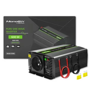 Qoltec Przetwornica Napięcia Monolith 300W 600W 24V Na 230V Czysty Sinus - Przetwornice samochodowe - miniaturka - grafika 1
