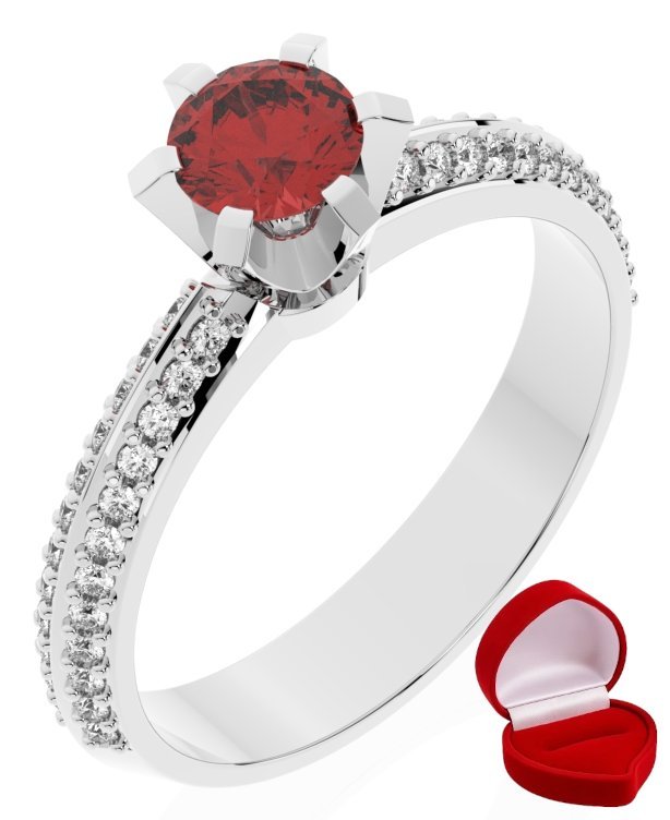 ZŁOTY PIERŚCIONEK ZARĘCZYNOWY 585 14k RUBIN 0,30 ct BIAŁE ZŁOTO R0