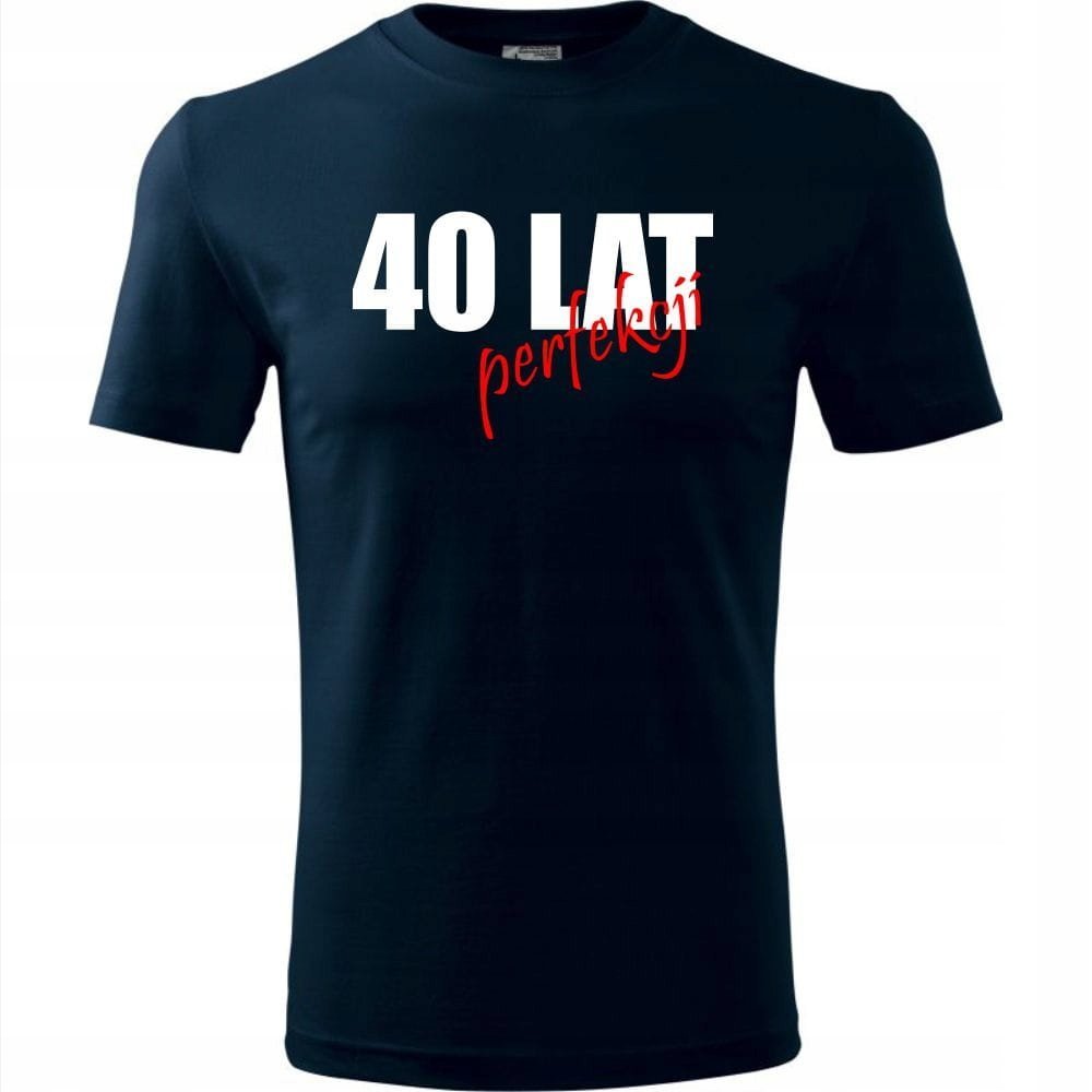 Męska Koszulka z Nadrukiem 40 lat perfekcji na Prezent Urodzinowy Upominek ciemny granat 4XL
