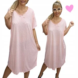 GROSZKI Koszula Nocna Bawełniana Urocza Kokardka Piżama Kobieca 48 50 4XL - Piżamy damskie GROSZKI Koszula Nocna Bawełniana Urocza Kokardka Piżama Kobieca 48 50 4XL - Piżamy damskie - miniaturka - grafika 1