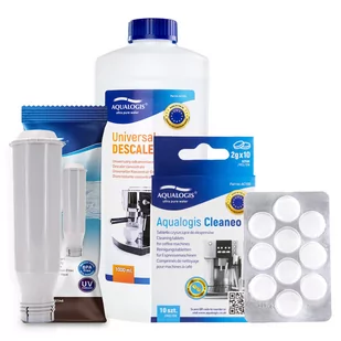 Zestaw Krups - Filtr AL-TES46, Uniwersalny Odkamieniacz Aqualogis 1L, Tabletki Czyszczące Aqualogis Cleaneo 10 szt. - Akcesoria i części do ekspresów do kawy - miniaturka - grafika 1