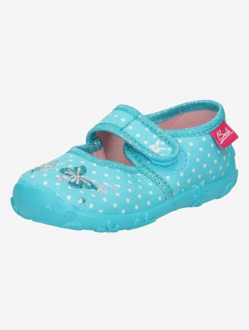 BECK DZIECIĘCE KAPCIE NA RZEPY NIEBIESKIE Z MOTYLAMI 34 1Ż4P