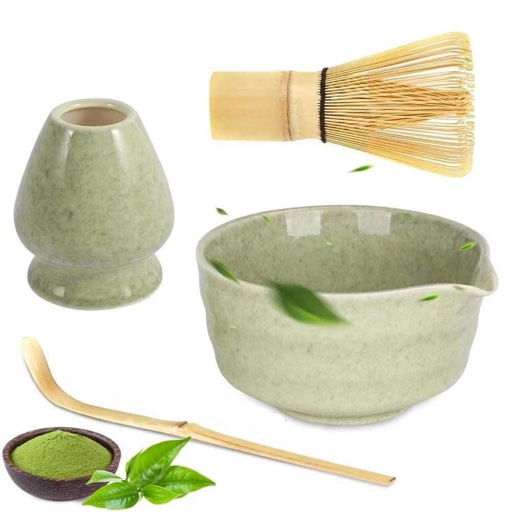 Zestaw prezentowy do herbaty matcha czarka miotełka podstawka łyżeczka