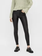 Spodnie damskie - Pieces Spodnie z imitacji skóry Shape-Up 17108412 Czarny Skinny Fit - miniaturka - grafika 1