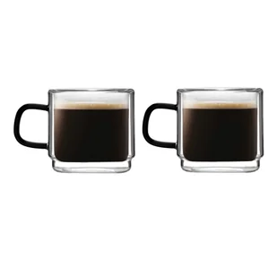 Vialli Design Komplet szklanek z podwójną ścianką do espresso Carbon 8548 2 x 80 ml - Szklanki - miniaturka - grafika 2