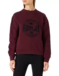 Replay Bluza damska W3709, 459 bordowa ROYAL, XS - Bluzy damskie - miniaturka - grafika 1