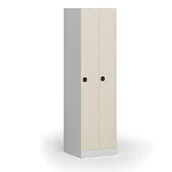 Szafki biurowe - Szafka ubraniowa metalowa, 2 szafki, 1850 x 500 x 500 mm, zamek elektroniczny z kodem, drzwi laminowane, brzoza - miniaturka - grafika 1