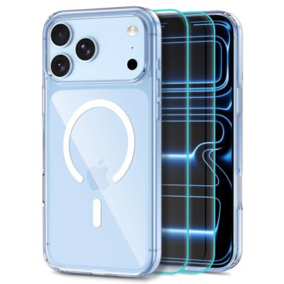 Etui TECH-PROTECT Flexair Hybrid MagSafe + szkło hartowane Glass 2-Pack do Apple iPhone 17 Pro/18 Pro Przezroczysty