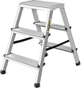 DRABEST Drabina aluminiowa, dwustronna, 3 stopnie wytrzymałość: 125-150 kg wytrzymałość 125 kg - Drabiny - miniaturka - grafika 1