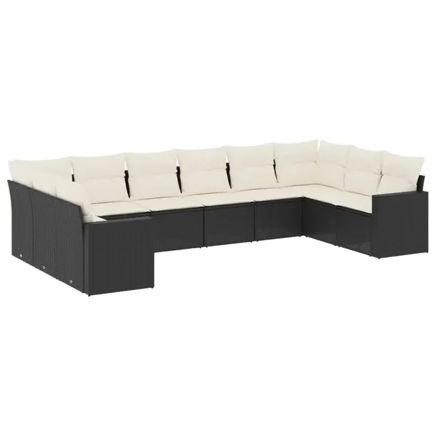 Zestaw mebli ogrodowych modułowych z poduszkami, czarny, rattan PE, 62 x 6