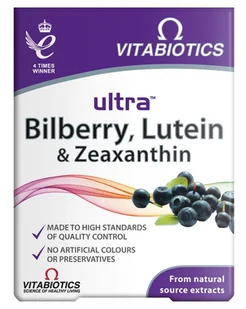 Vitabiotics Ultra Bilberry Lutein & Zeaxanthin Suplement Diety 30 Tabletek - Wzrok i słuch - miniaturka - grafika 1