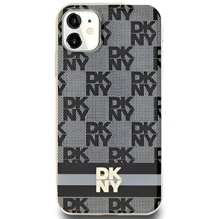 Oryginalne Etui IPHONE 11 / XR DKNY Hardcase IML Checkered Mono Pattern & Printed Stripes MagSafe (DKHMN61HCPTSK) czarne - Etui i futerały do telefonów - miniaturka - grafika 1
