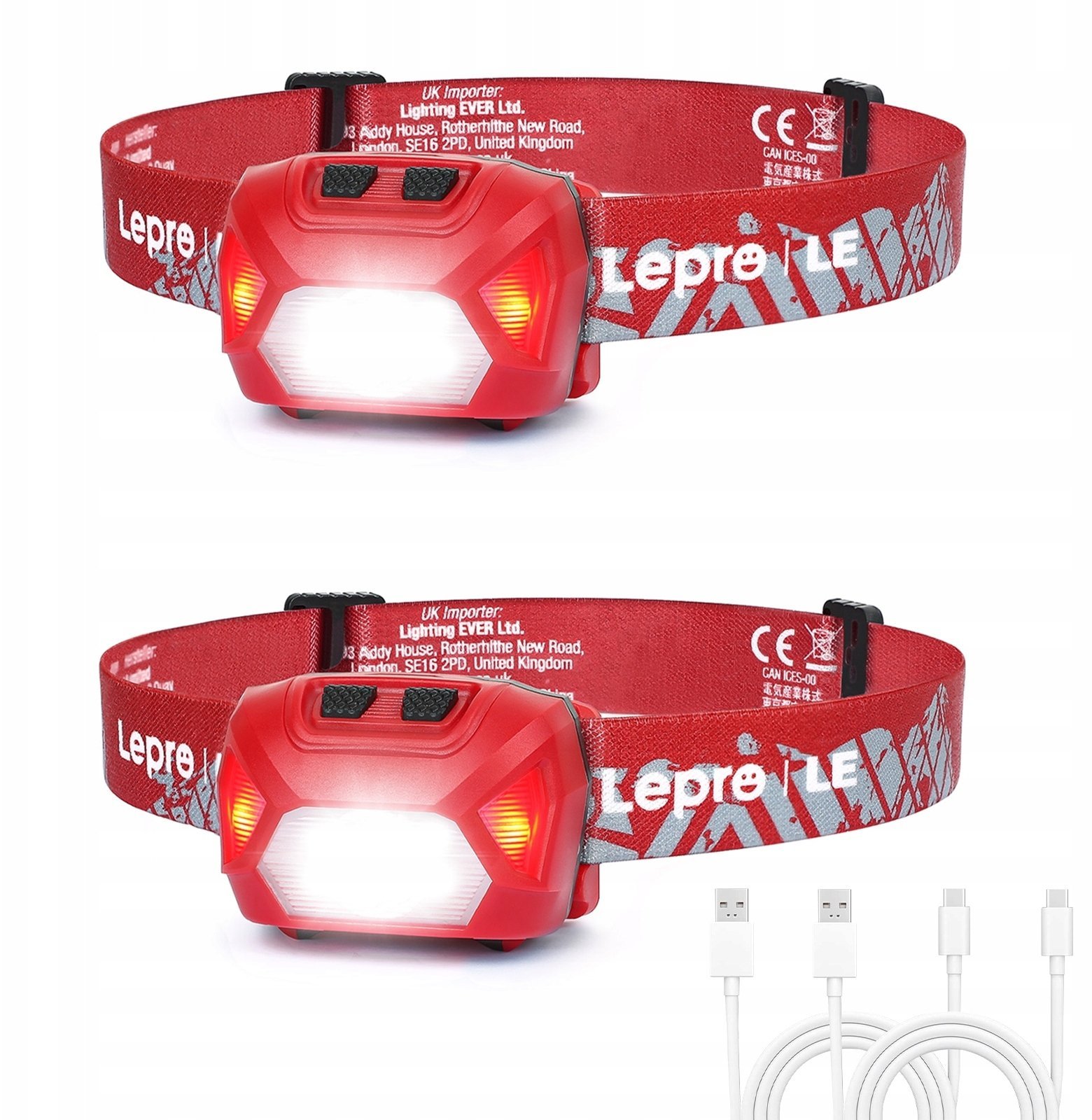LEPRO Latarka TOGO Czołowa USB 2 szt. 320014-R-2