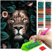 Zabawki kreatywne - Haft Diamentowy ARTULIO, Obraz DIY 5D, Diamond Painting, Mozaika diamentowa 30x40cm (Portret dumnego lwa) + zestaw akcesoriów - miniaturka - grafika 1