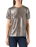 Koszulki i topy damskie - ONLY Women's ONLELIN S/S Shine Ruching TOP JRS T-Shirt, Black/AOP: Silver Leo, L - miniaturka - grafika 1