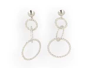 Klipsy do uszu koła wiszące srebrne - Kolczyki - miniaturka - grafika 1