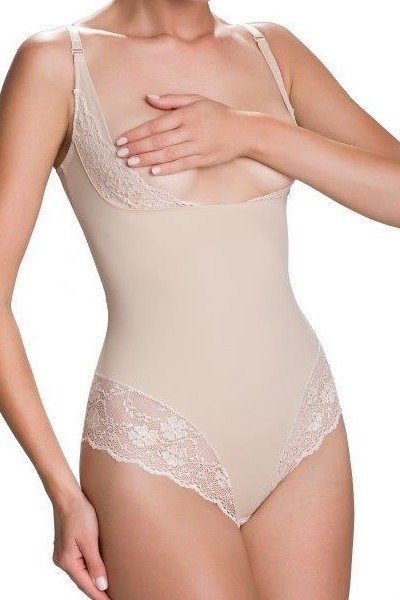 Body damskie modelujące z koronką Vanilia Eldar beżowe XL