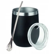Yerba Mate - Zestaw Matero do Yerba Mate TermoLid - Czarne 350ml z pokrywką + Bombilla - miniaturka - grafika 1