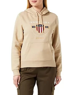 GANT Damska bluza z kapturem D1. Banner Shield Hoodie bluza z kapturem, ciemny khaki, standardowa - Bluzy damskie - miniaturka - grafika 1