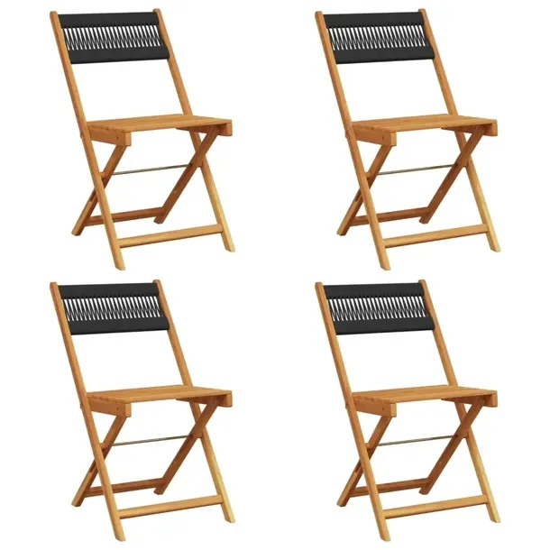 Składane Krzesła Ogrodowe z Litego Drewna Akacjowego, Czarne 41x52,5x80 c