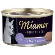 Suplementy i witaminy dla kotów - Miamor Feine Filets Dose Thunfisch & Calamari - Tuńczyk I Kalmary 100G - miniaturka - grafika 1