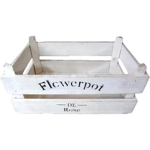 Biała Drewniana Skrzynka z Czarnym Nadrukiem - Mał - Donice - miniaturka - grafika 1