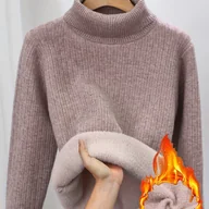 Swetry damskie - TEMU Sweter z Wysokim Kołnierzem – Miękki, Przytulny, Bez Zimnego Potu, Casualowy Sweter z Kołnierzem na Jesień i Zimę (Pranie Ręczne/Czyszczenie - miniaturka - grafika 1