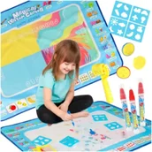 Maty edukacyjne - Mata wodna do malowania rysowania wodą mazaki pieczątki szablony wałek 100x80cm alfabet - miniaturka - grafika 1