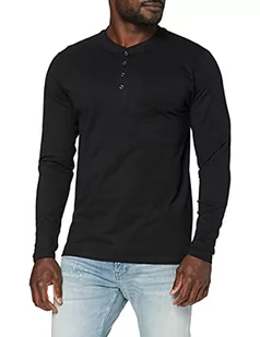 Urban Classics Męska bluza Basic Henley L/S Tee, czarny (czarny 7), XXL - Bluzy męskie - miniaturka - grafika 1