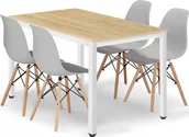 Stoły - Leobert Zestaw stół prostokątny TESSA 120x60 dąb + 4 krzesła OSAKA szare - miniaturka - grafika 1
