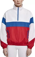 Kurtki damskie - Urban Classics Damska wiatrówka lekka kurtka damska z panelem Pull-Over Jacket, wielokolorowy (White/Firered/Brightblue 01674), XS - miniaturka - grafika 1
