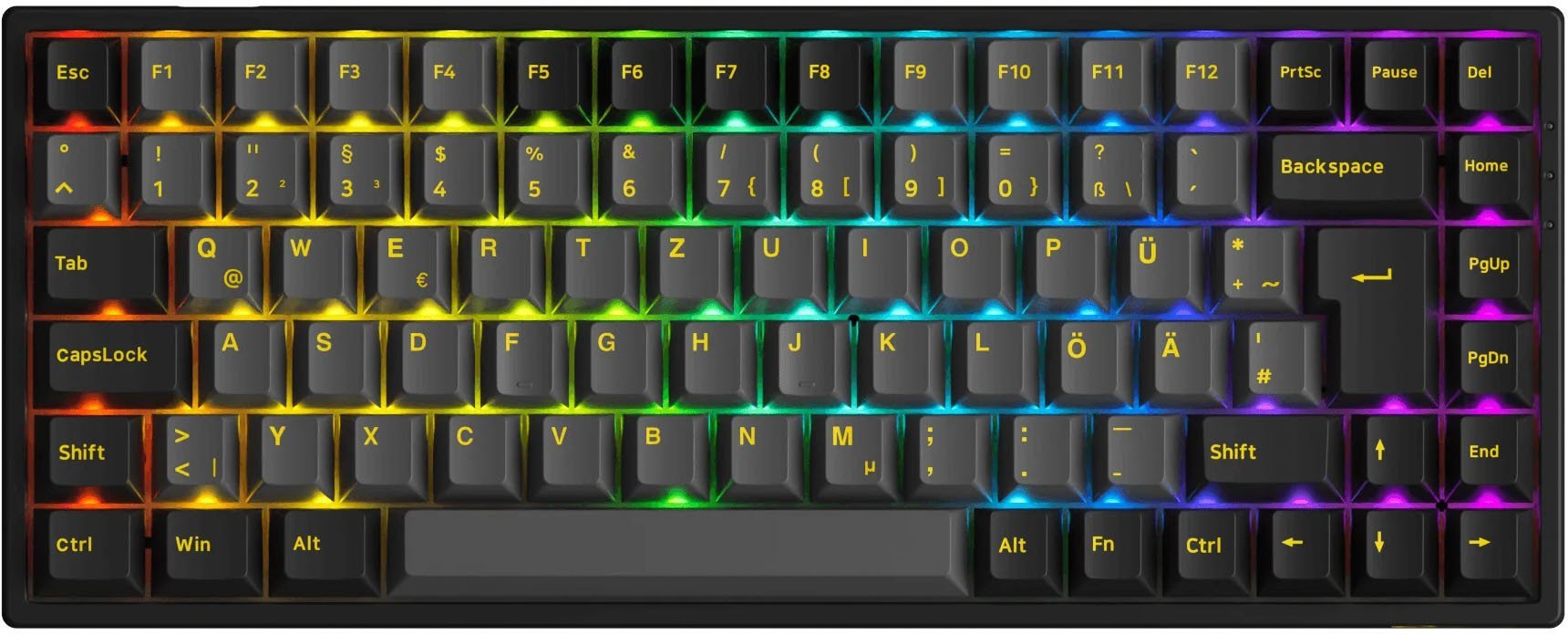 Akko Black & Gold 3084B Plus Gaming klawiatura, RGB – V3 Cream Blue Pro Switches, ISO DE, czarny & złoty