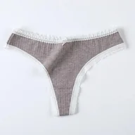 Majtki damskie - Stringi z koronką - Szary S/M - miniaturka - grafika 1