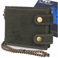 Portfele - Portfel męski skórzany vintage duży z łańcuchem skóra naturalna Czarny RFiD - miniaturka - grafika 1