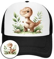 Czapki i chusty sportowe męskie - Czapka z Daszkiem Dinozaur Czarna z Nadrukiem Na Lato Siatka Bejsbolówka - miniaturka - grafika 1