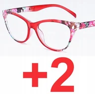 Okulary korekcyjne, oprawki, szkła - Okulary do czytania kocie damskie czerwone +2 - miniaturka - grafika 1