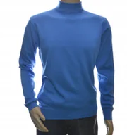 Swetry męskie - Sweter męski z półgolfem ze stójką półgolf z wełny wełniany XXL 2XL lazur - miniaturka - grafika 1
