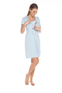 Piżamy ciążowe - Italian Fashion, Felicita, Koszula nocna dla matek karmiących, krótki rękaw, rozmiar M, Błękitny - grafika 1