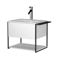 Szafki łazienkowe - Szafka łazienkowa pod umywalkę Krofam Lov 60 cm biały połysk 137-0002 - miniaturka - grafika 1