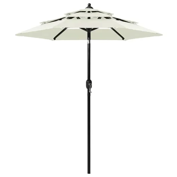 Parasol ogrodowy 3-poziomowy UV, piaskowy, 200 x 228 cm, aluminiowe żebra